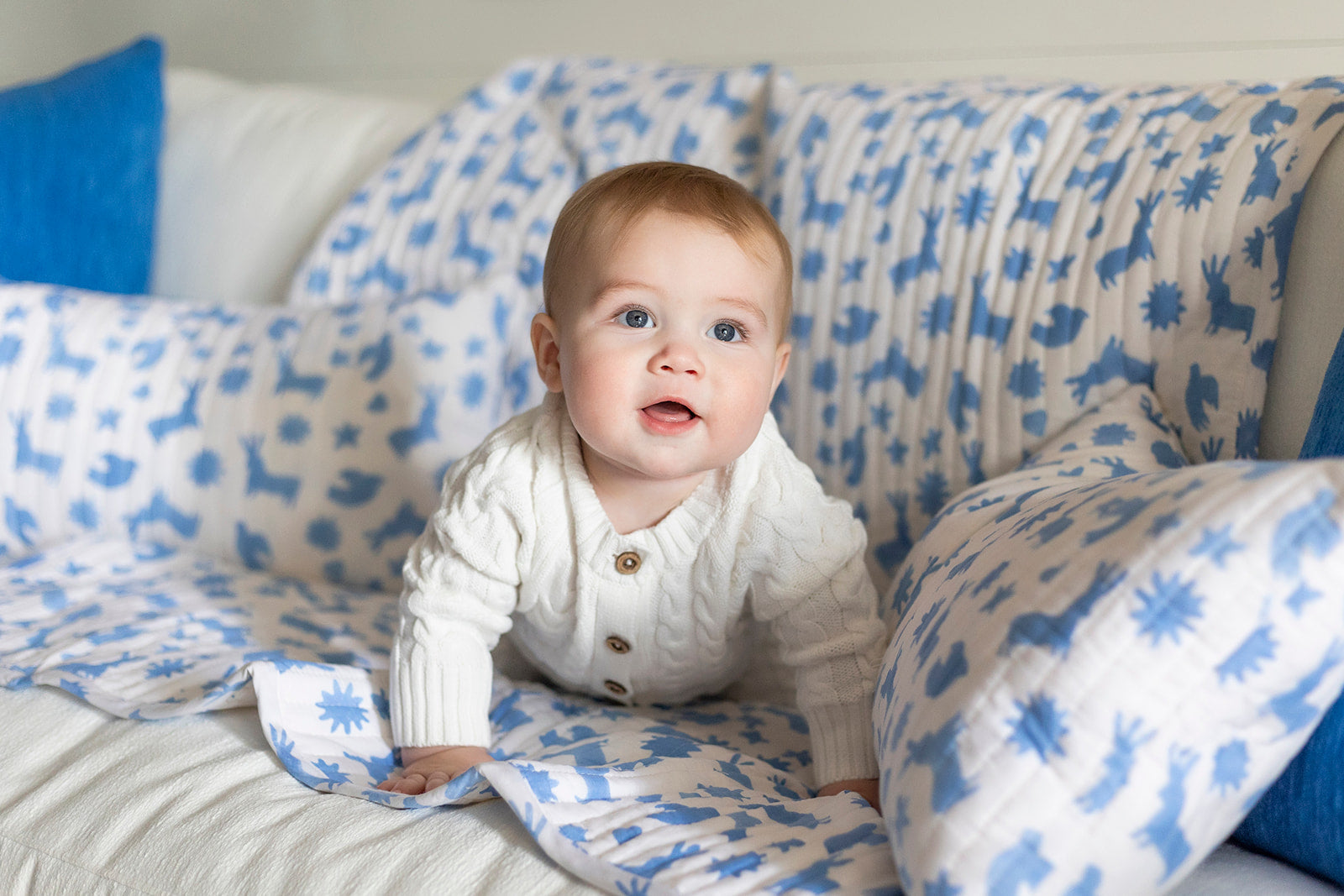 DANA SMALL DESIGNS Otomi Baby Quilt Matilda's Blue