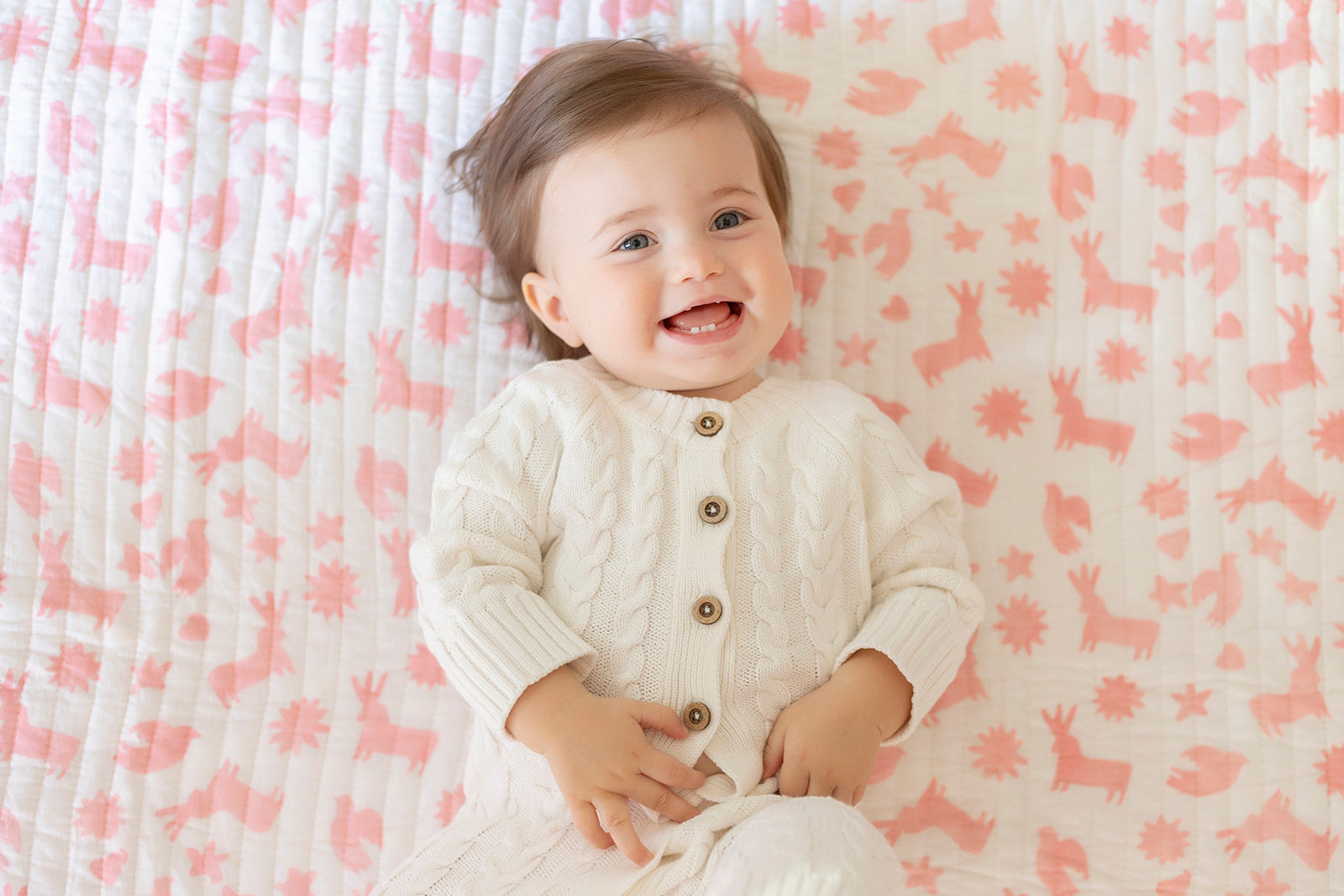 DANA SMALL DESIGNS Otomi Baby Quilt Rosie Pink