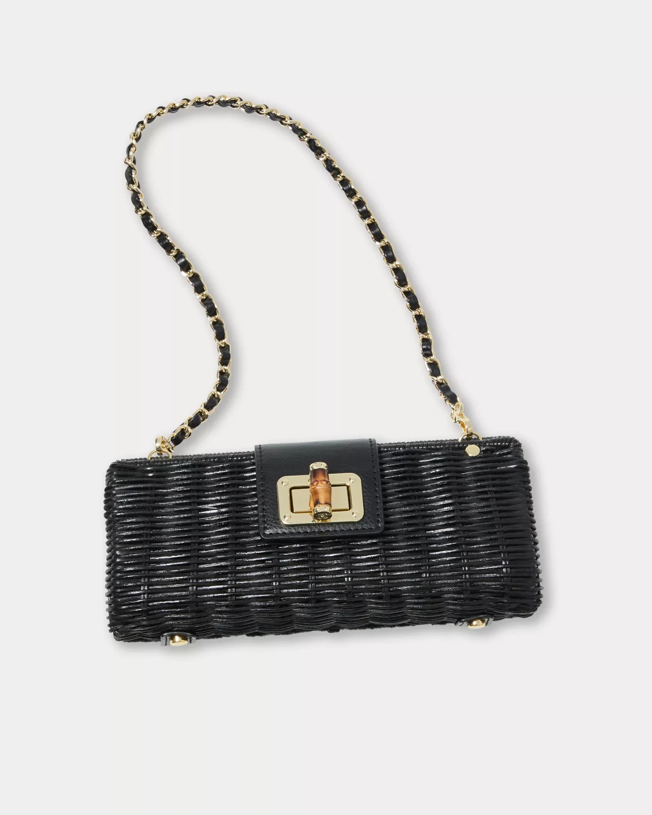 LILLY PULITZER Leena Wicker Clutch Noir