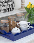 ADDISON ROSS Medium Scalloped Edge Tray Navy