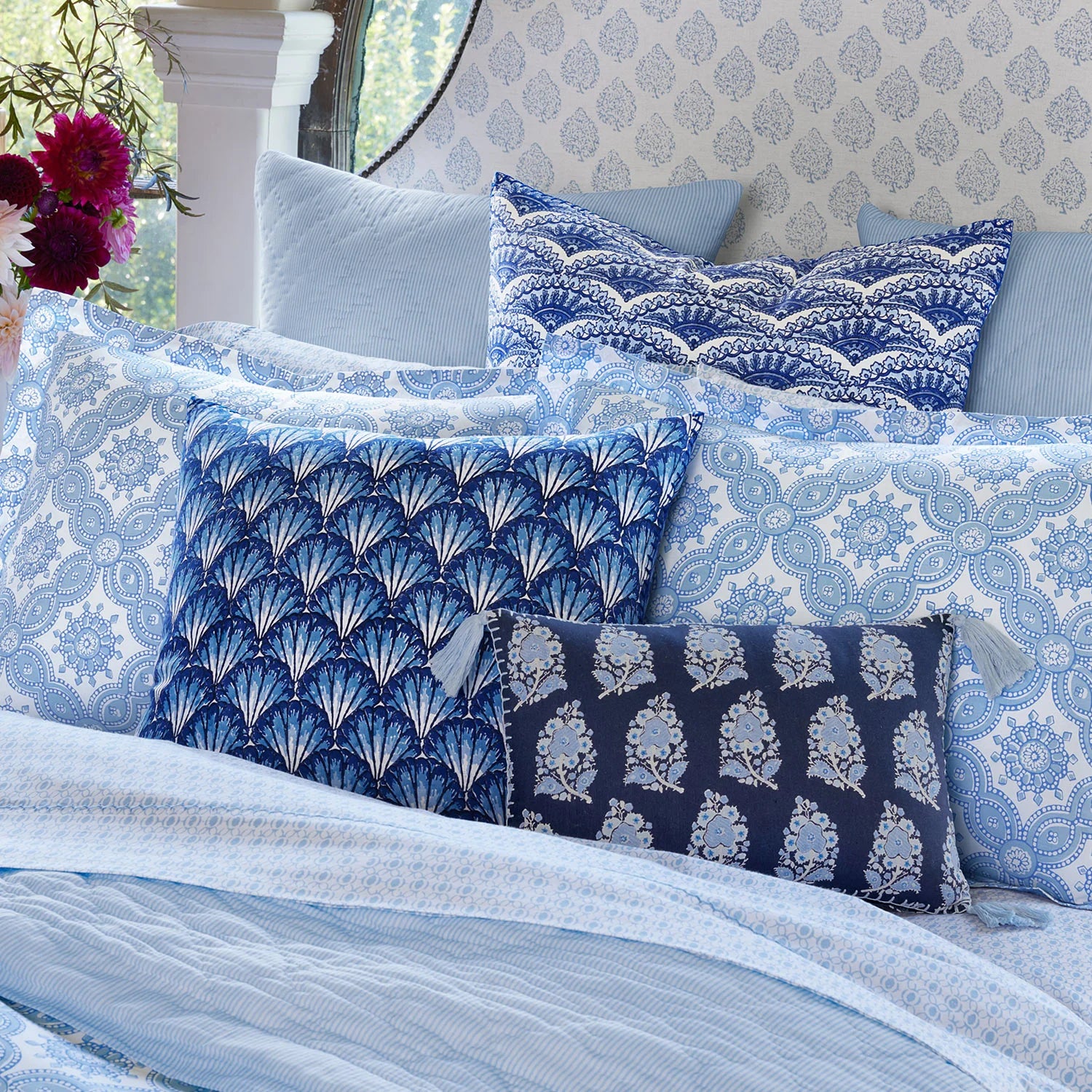 JOHN ROBSHAW Elil Euro Pillow Blue