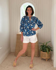 FITZROY & WILLA Sallie Ann Blouse Blue Poppy