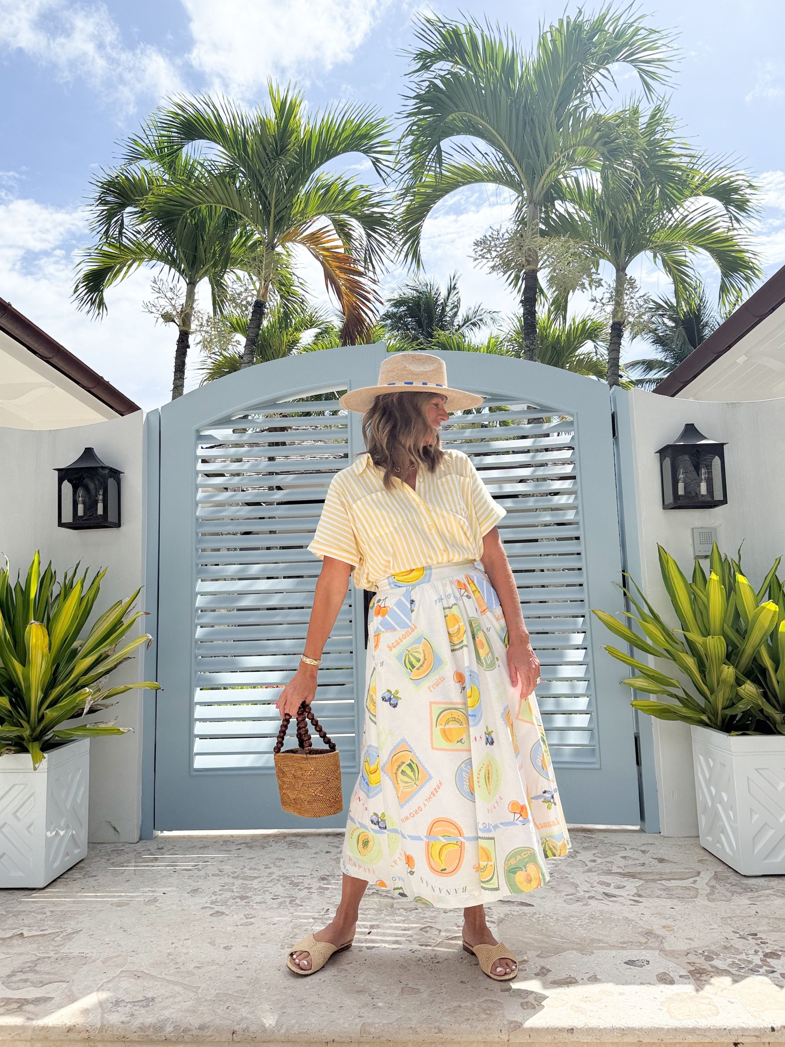 PROSPERINA Brooke Top Lemonade Stripe Print