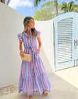 OLIPHANT Ruffle Collar Button Maxi Dress Cabana Pink