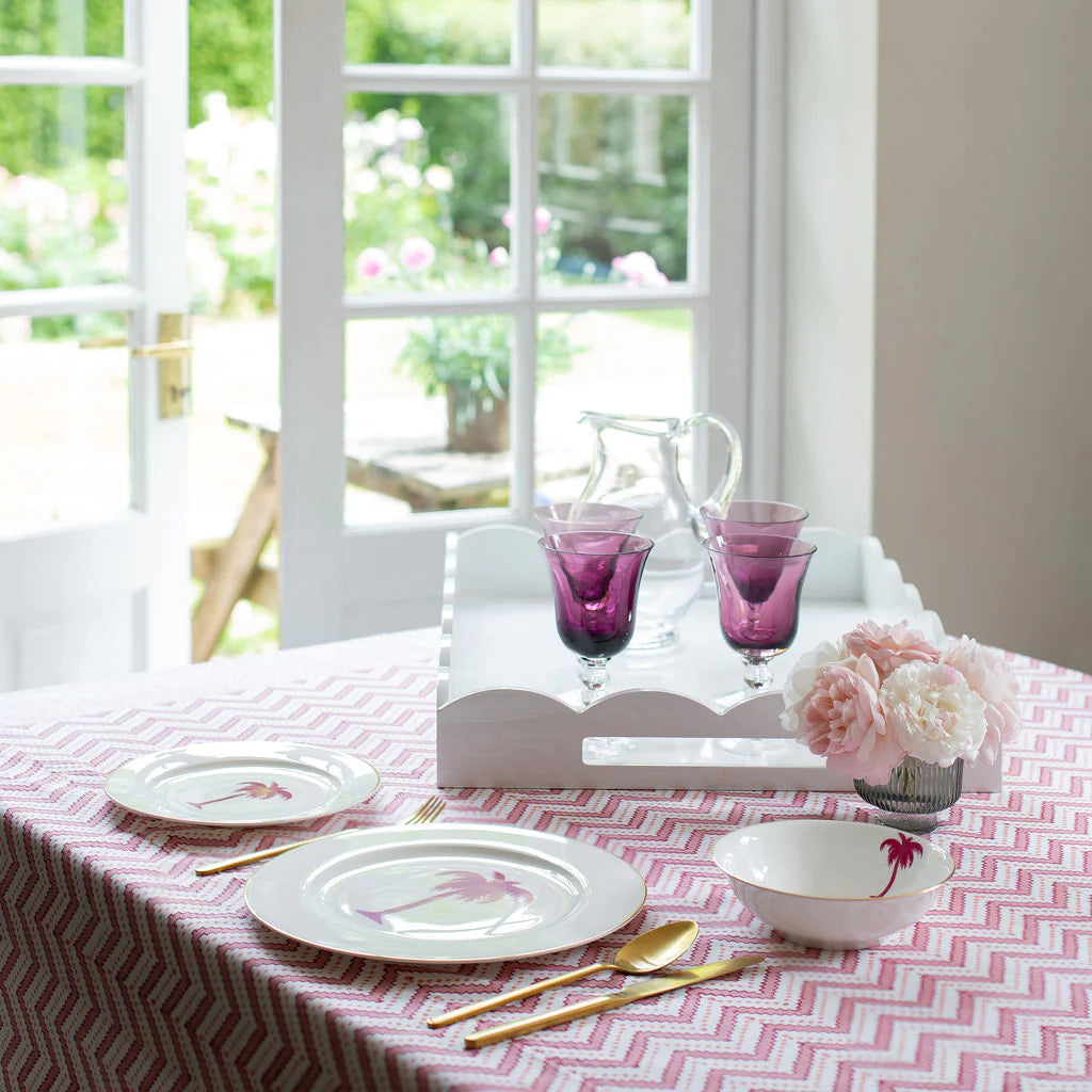 ADDISON ROSS White Scalloped Edge Tray White Large