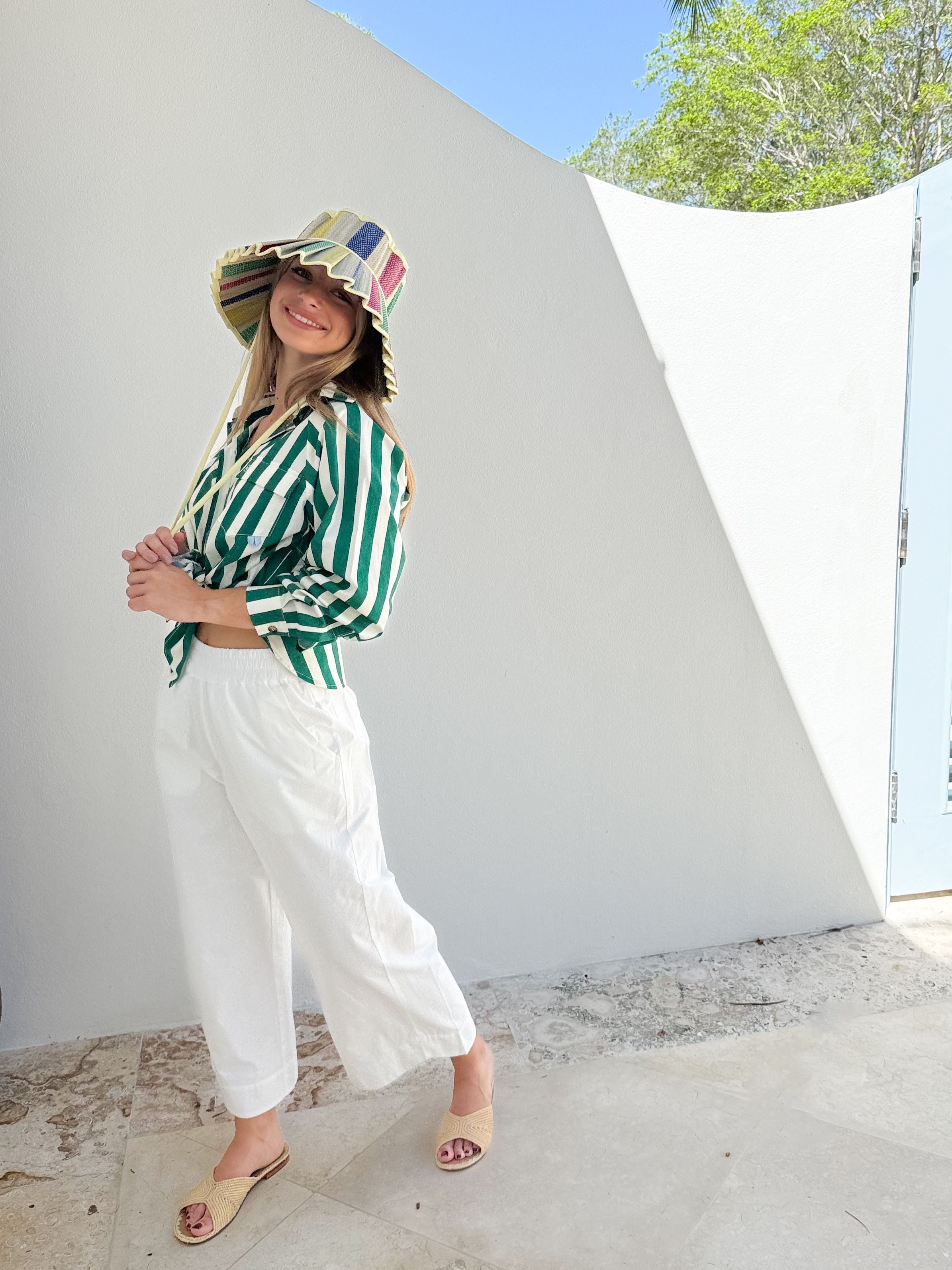 LADY CAPTAIN Captain Shirt Green Cabana Stripe