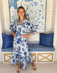 FITZROY & WILLA Soleil Dress Blue/White Toile