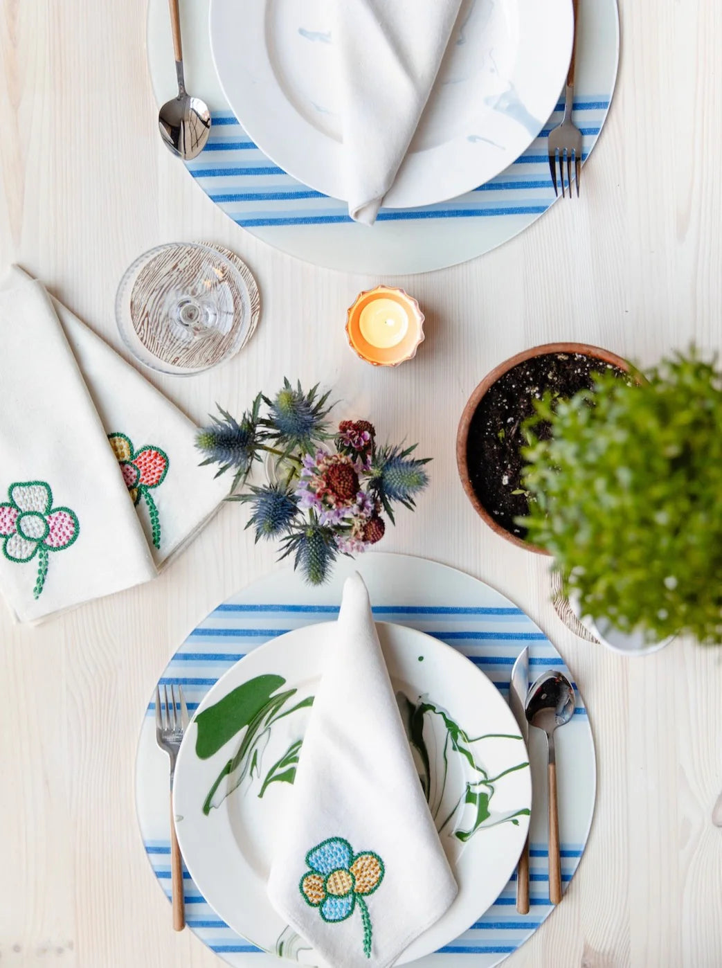 Bonham Blue Stripe Placemat Circular-Set/4