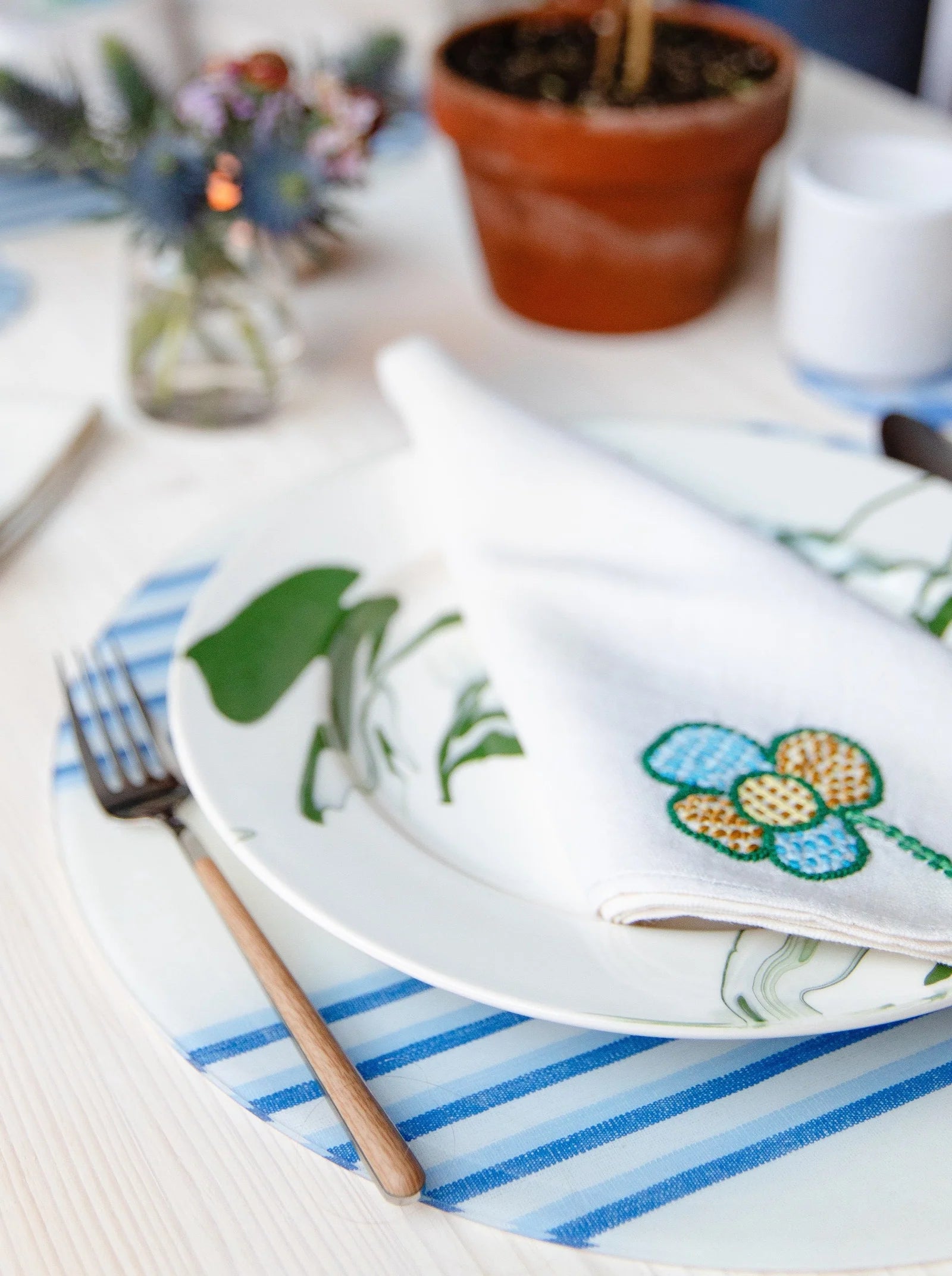 Bonham Blue Stripe Placemat Circular-Set/4
