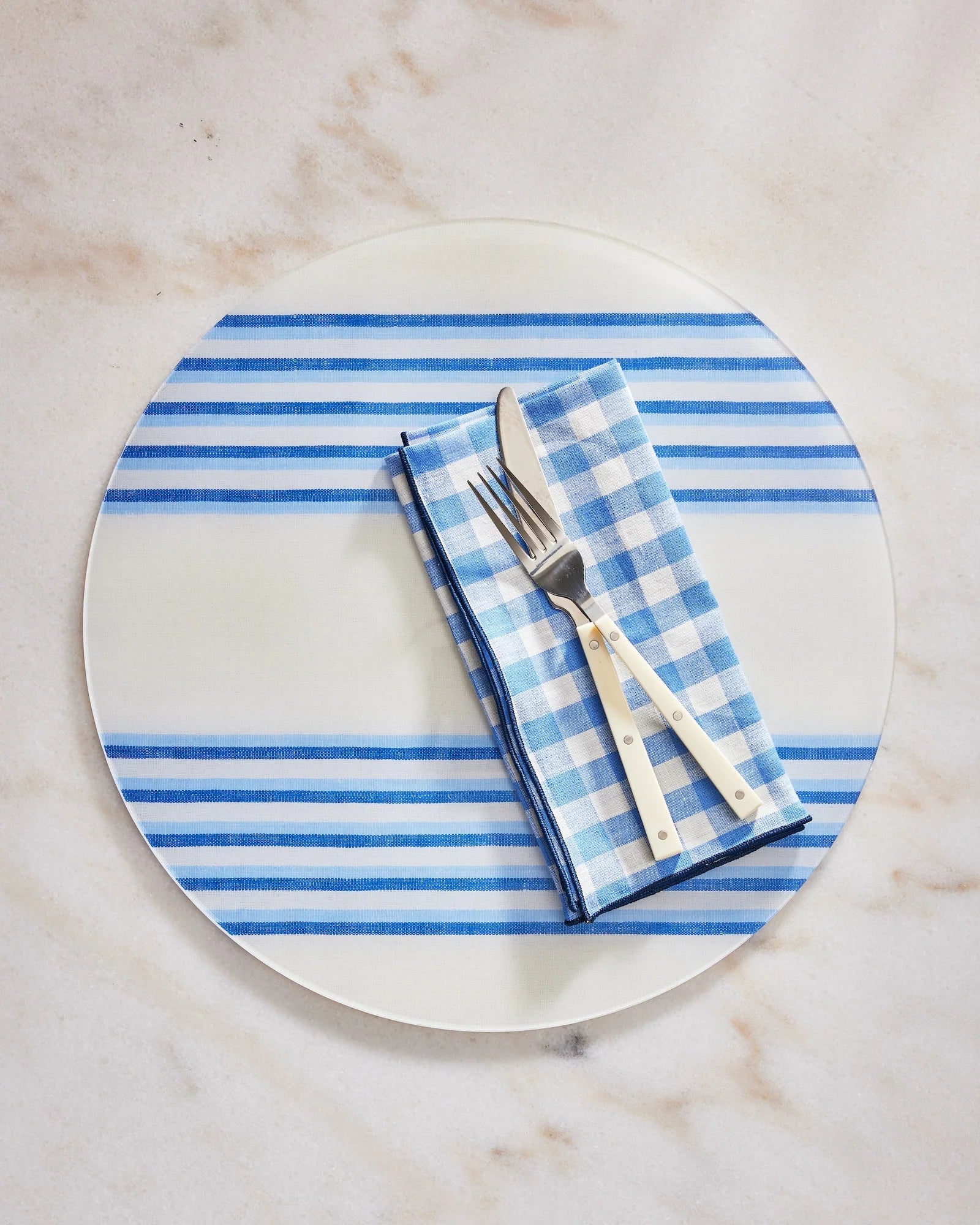 Bonham Blue Stripe Placemat Circular-Set/4