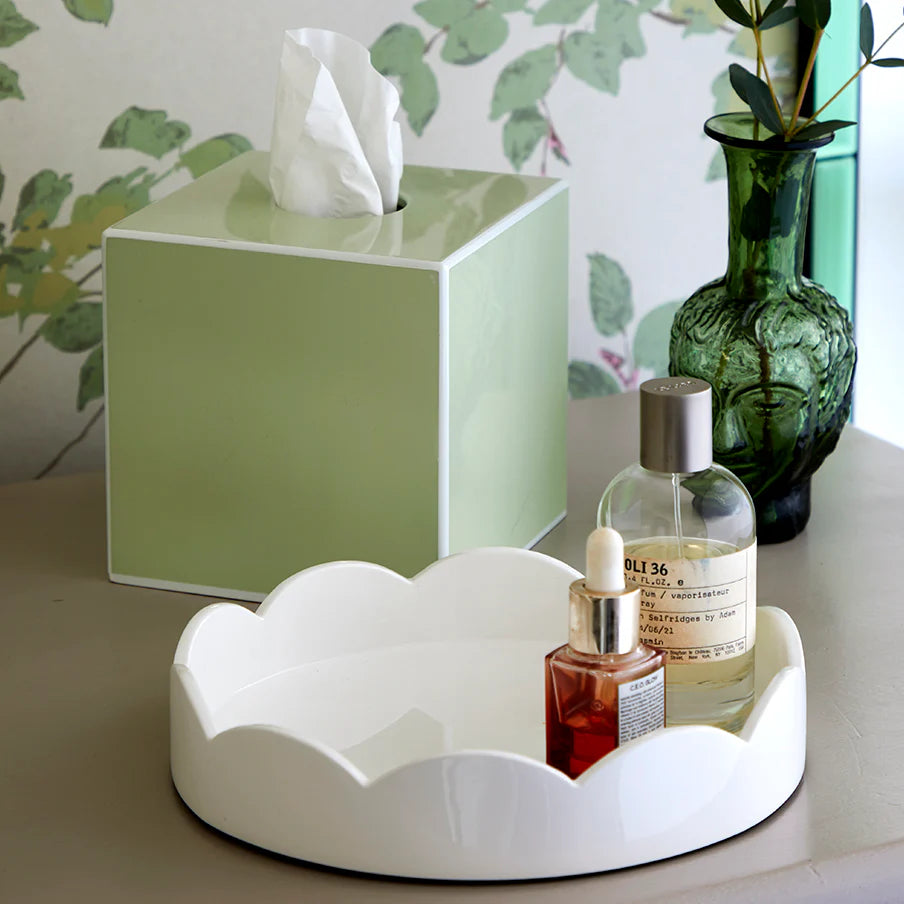 ADDISON ROSS Small Round Scallop Tray White