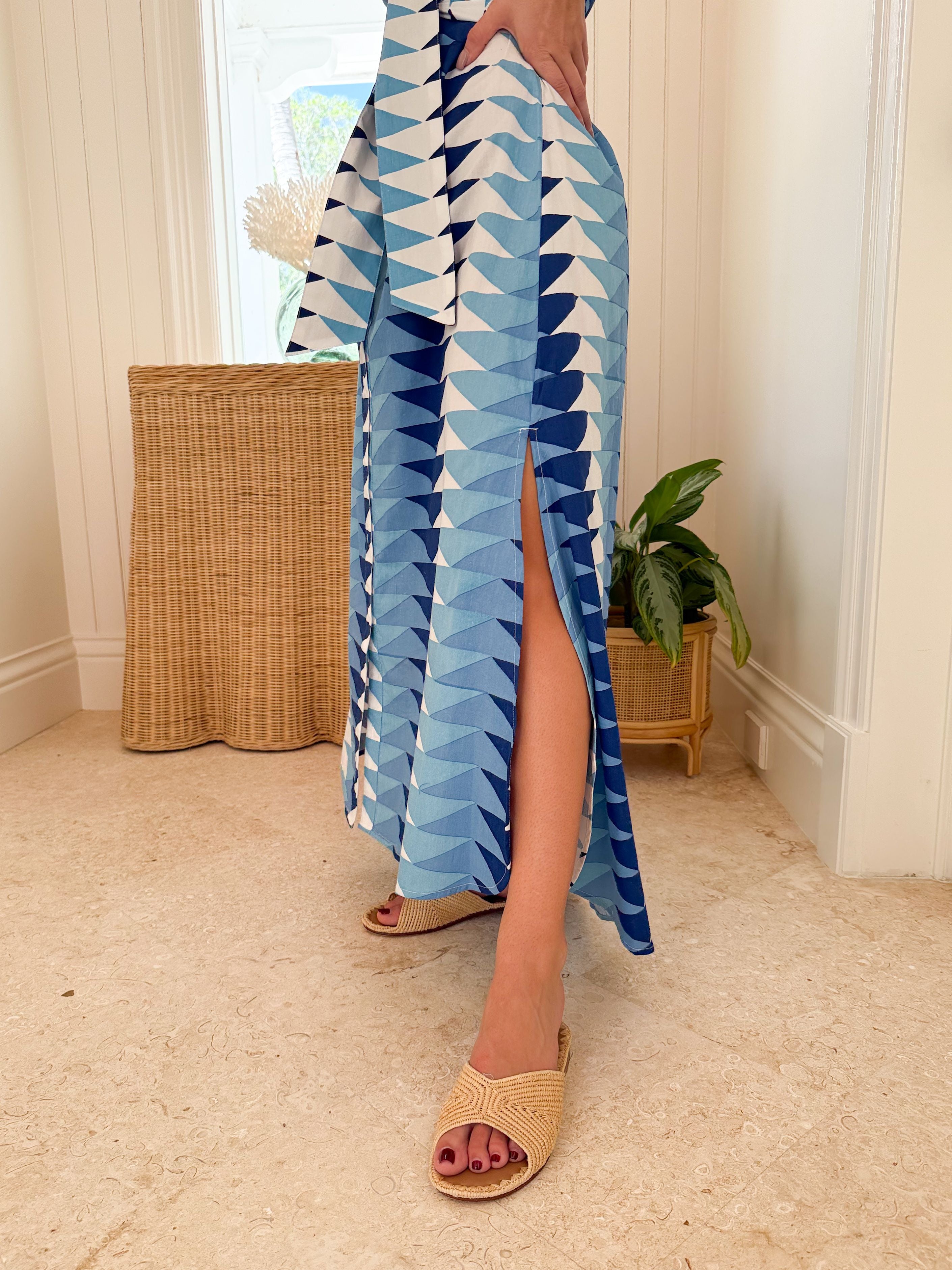 BEAU & RO Eloise Dress Ocean Bagru Triangle