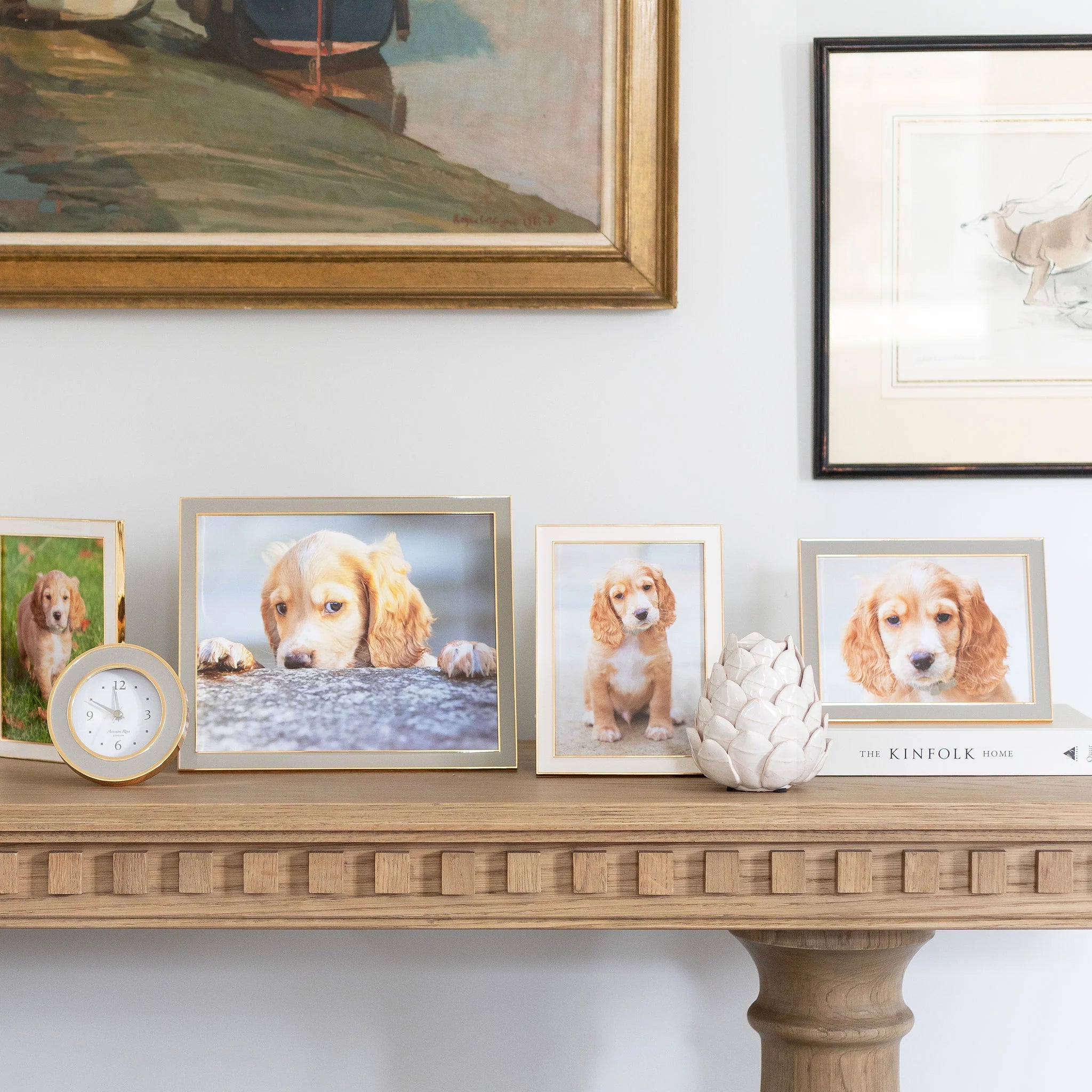 ADDISON ROSS Gold Trim White Enamel Frame