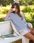 FRANK & EILEEN Patrick Popover Navy French Stripe Jersey