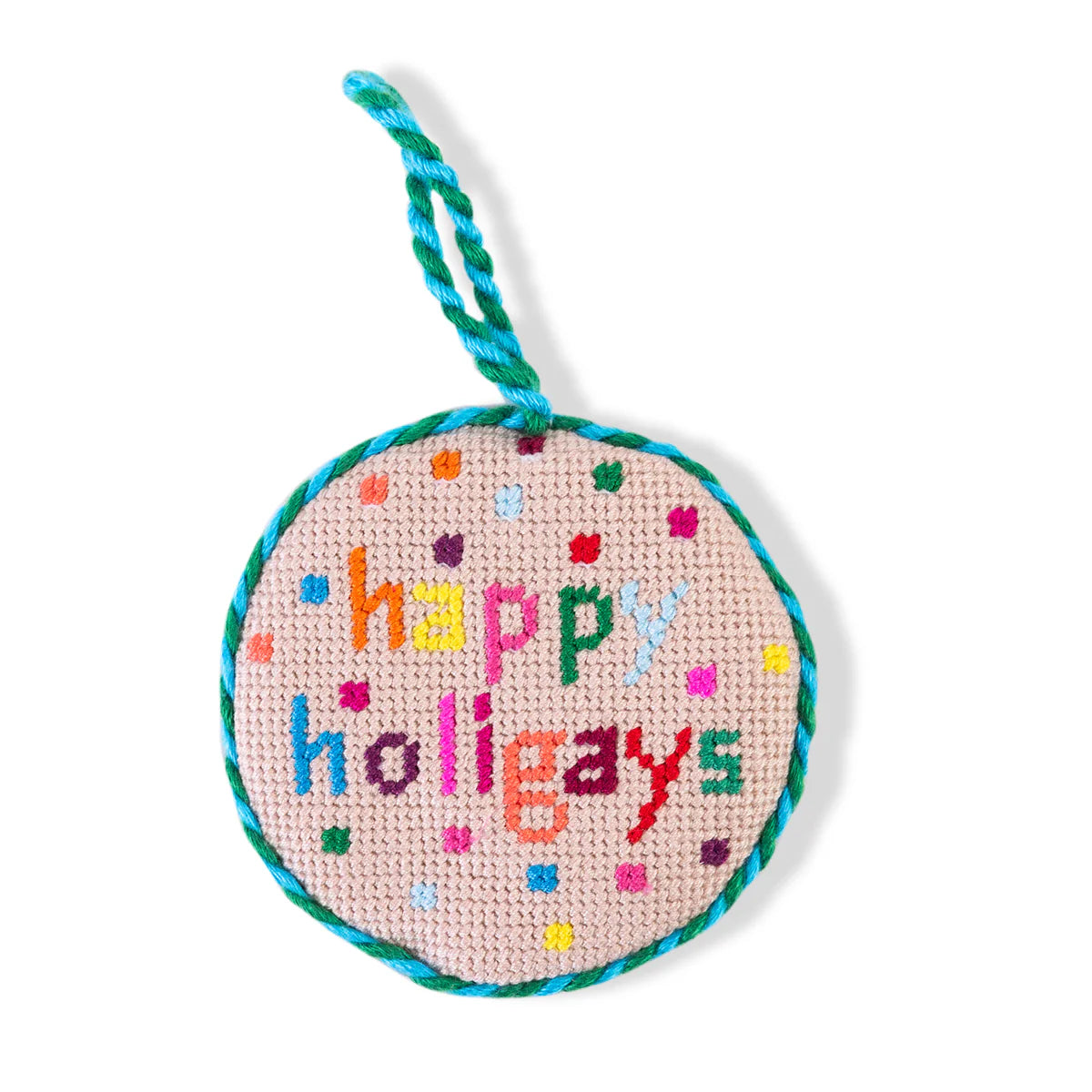 FURBISH STUDIO Needlepoint Ornament Happy Holigays