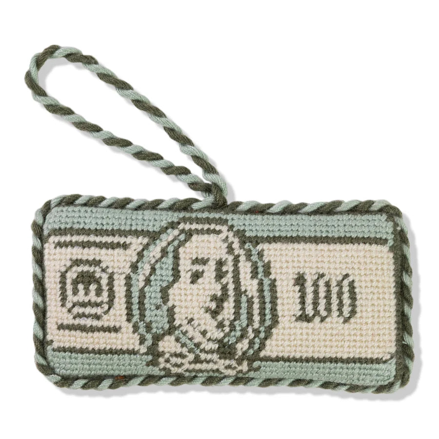 FURBISH STUDIO Needlepoint Ornament $100 Bill