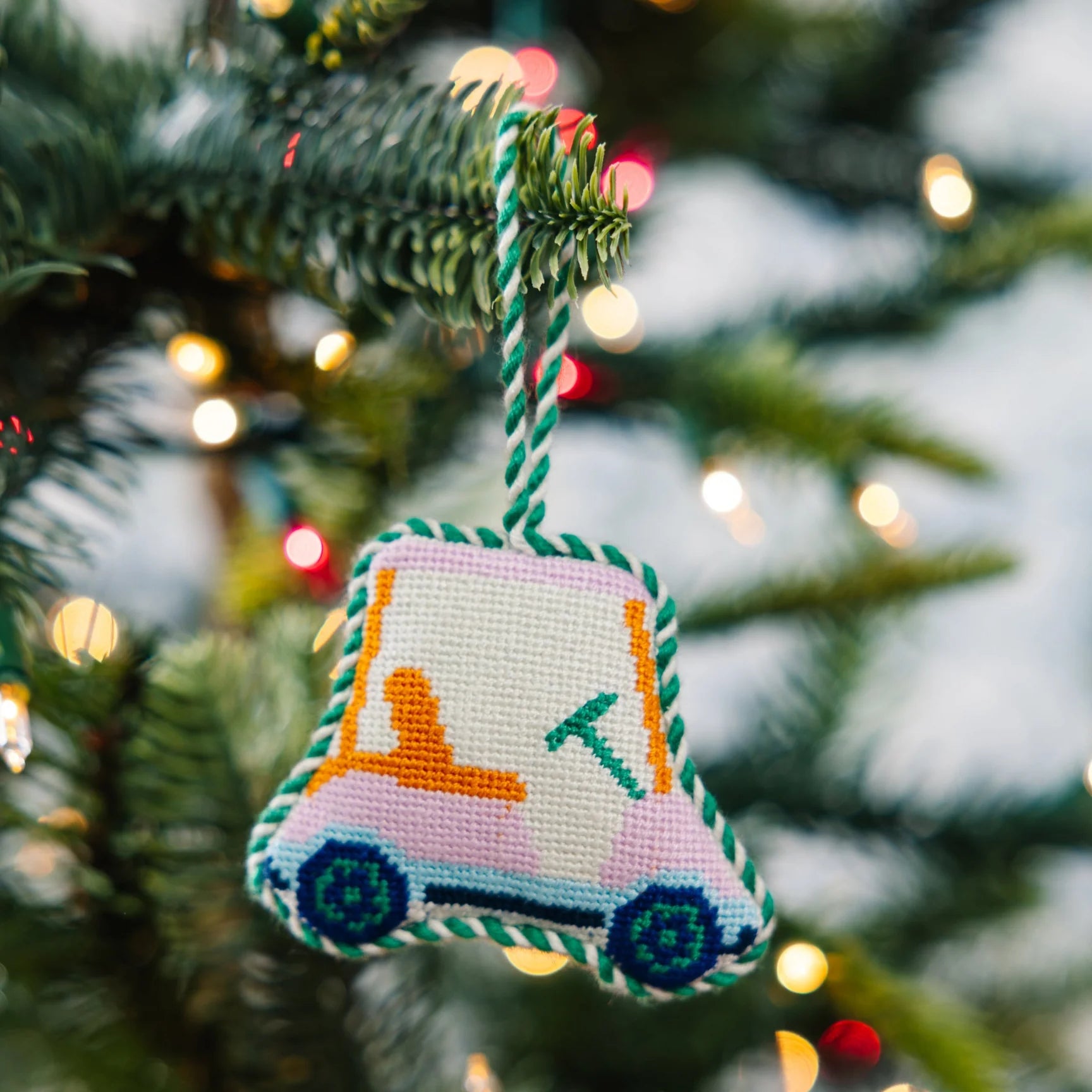 FURBISH STUDIO Needlepoint Ornament Golf Cart