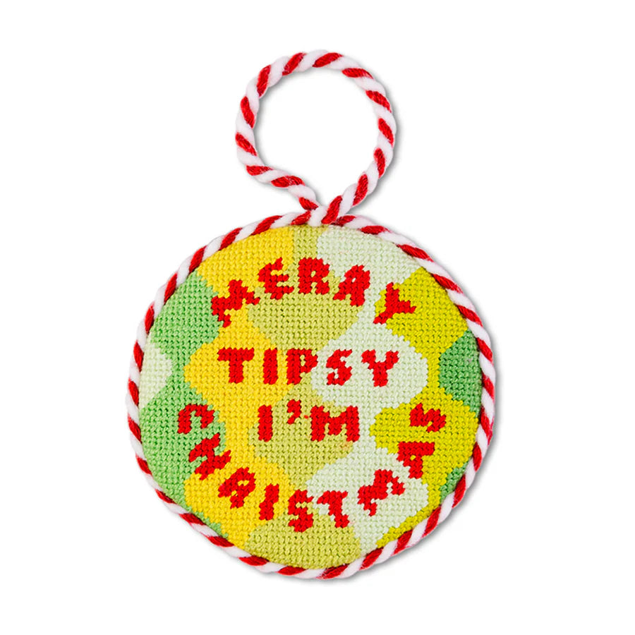 FURBISH STUDIO Needlepoint Ornament Merry Tipsy