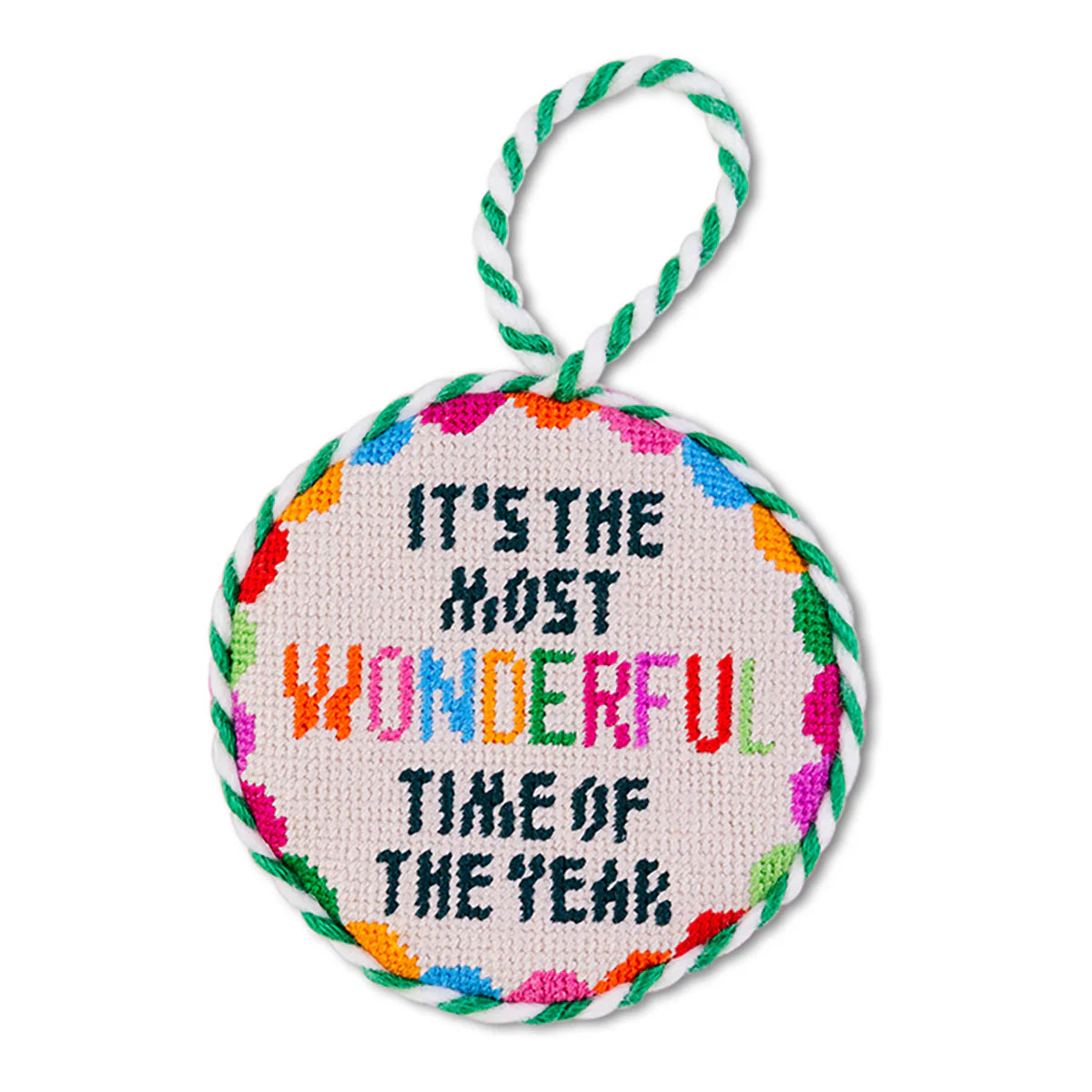 FURBISH STUDIO Needlepoint Ornament Wonderful Time
