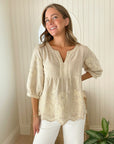 FINAL SALE ROSE AND ROSE Goldhawk Top Natural with Gold