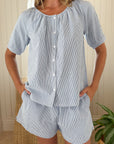 MAREA Everly Top Blue Seersucker