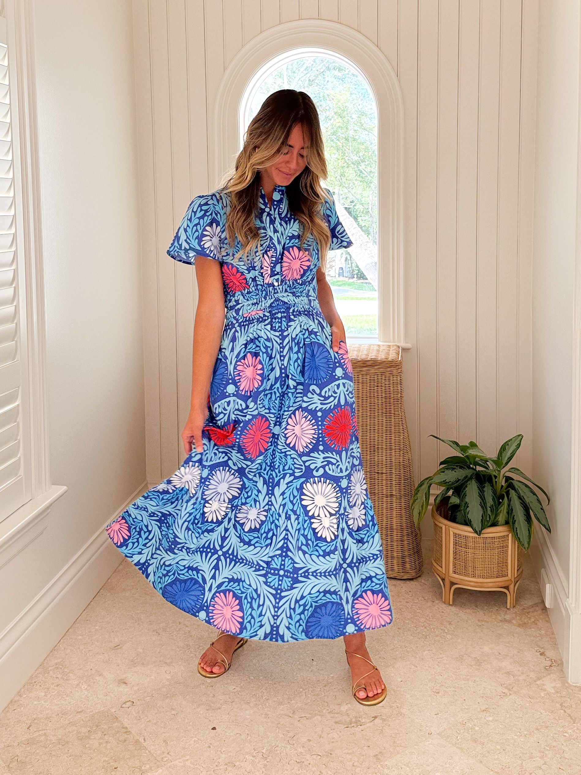 SHERIDAN FRENCH Eloise Dress Cobalt Jardin