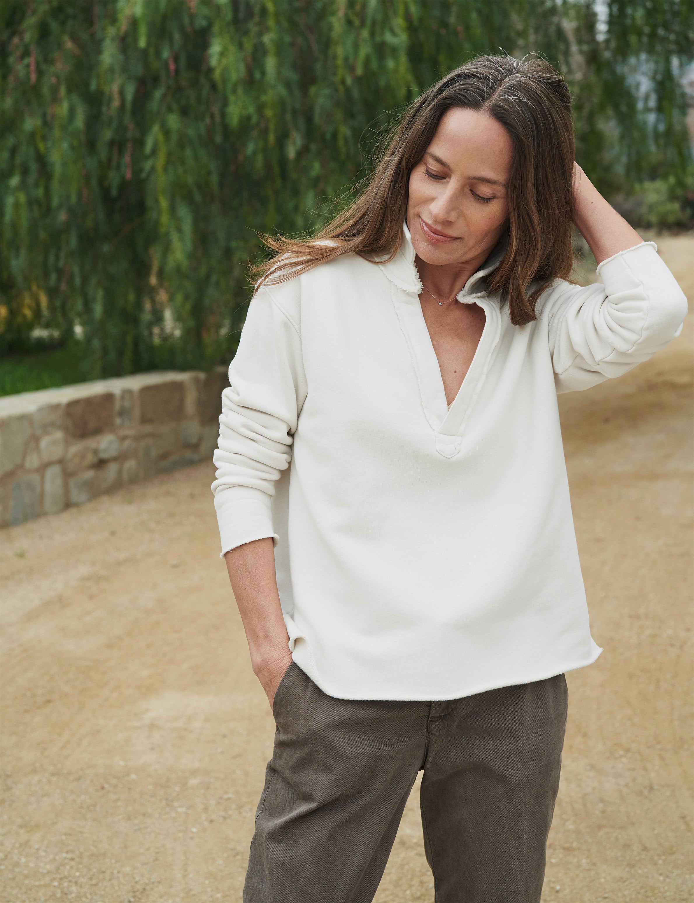 FRANK & EILEEN Patrick Popover Vintage White Fleece