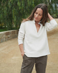 FRANK & EILEEN Patrick Popover Vintage White Fleece