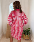 CARYN LAWN Preppy Dress Stripe & Gingham Red