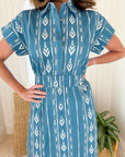 BEAU & RO Lisa Dress Ikat Stripe Blue