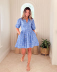 OLIPHANT V-Neck Puff Mini Ditsy Blue