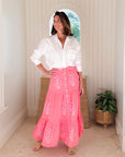 OLIPHANT Button Front Skirt Raton Pink