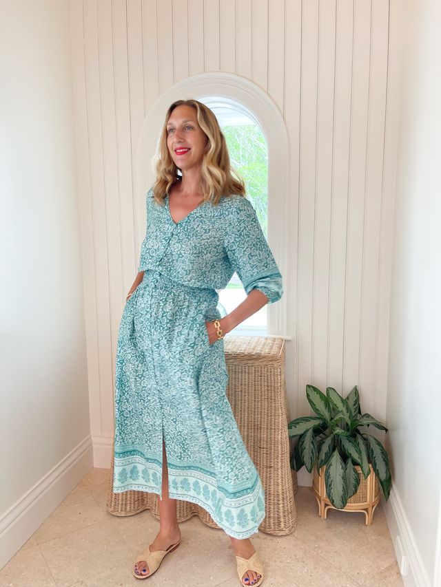 FINAL SALE WALKER & WADE Kelsey Maxi Dress Seafoam