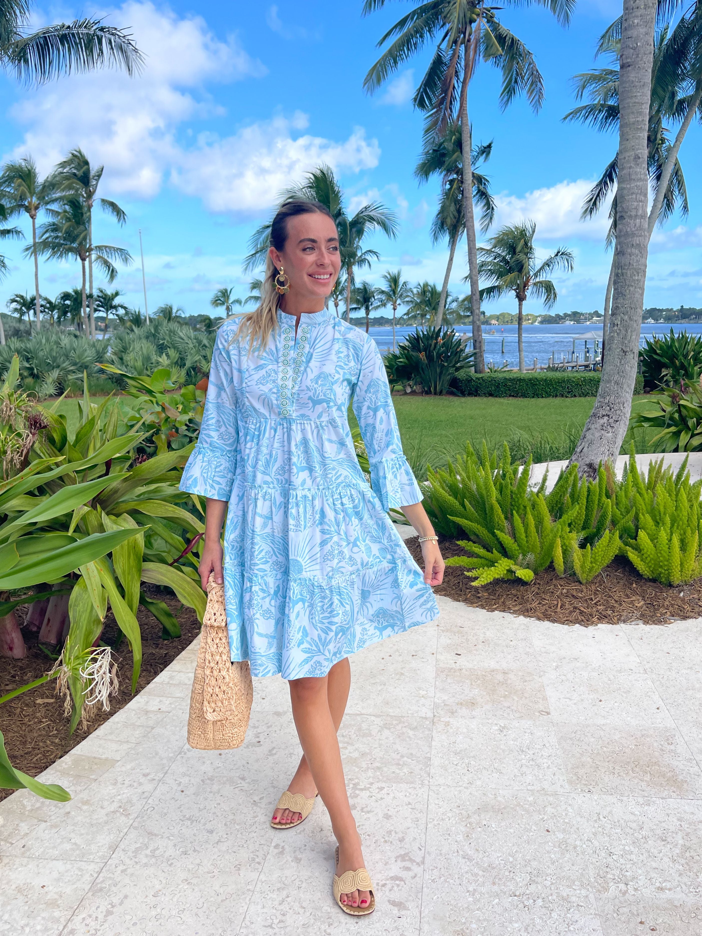 SHERIDAN FRENCH Caty Dress Whimsical Island Sky