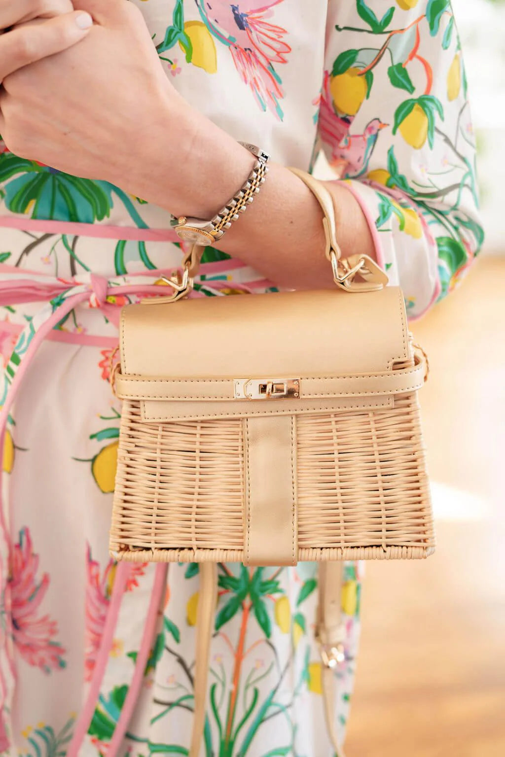 LISI LERCH Celine Wicker Handbag Gold