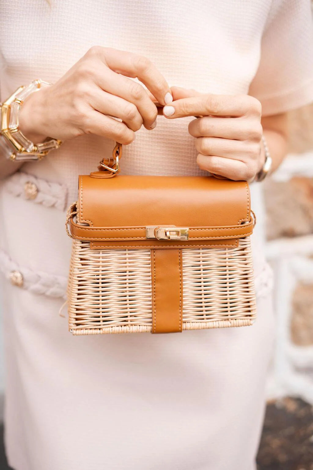 LISI LERCH Celine Wicker Handbag Camel