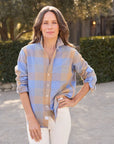 FRANK & EILEEN Eileen Italian Flannel Blue and Camel Check