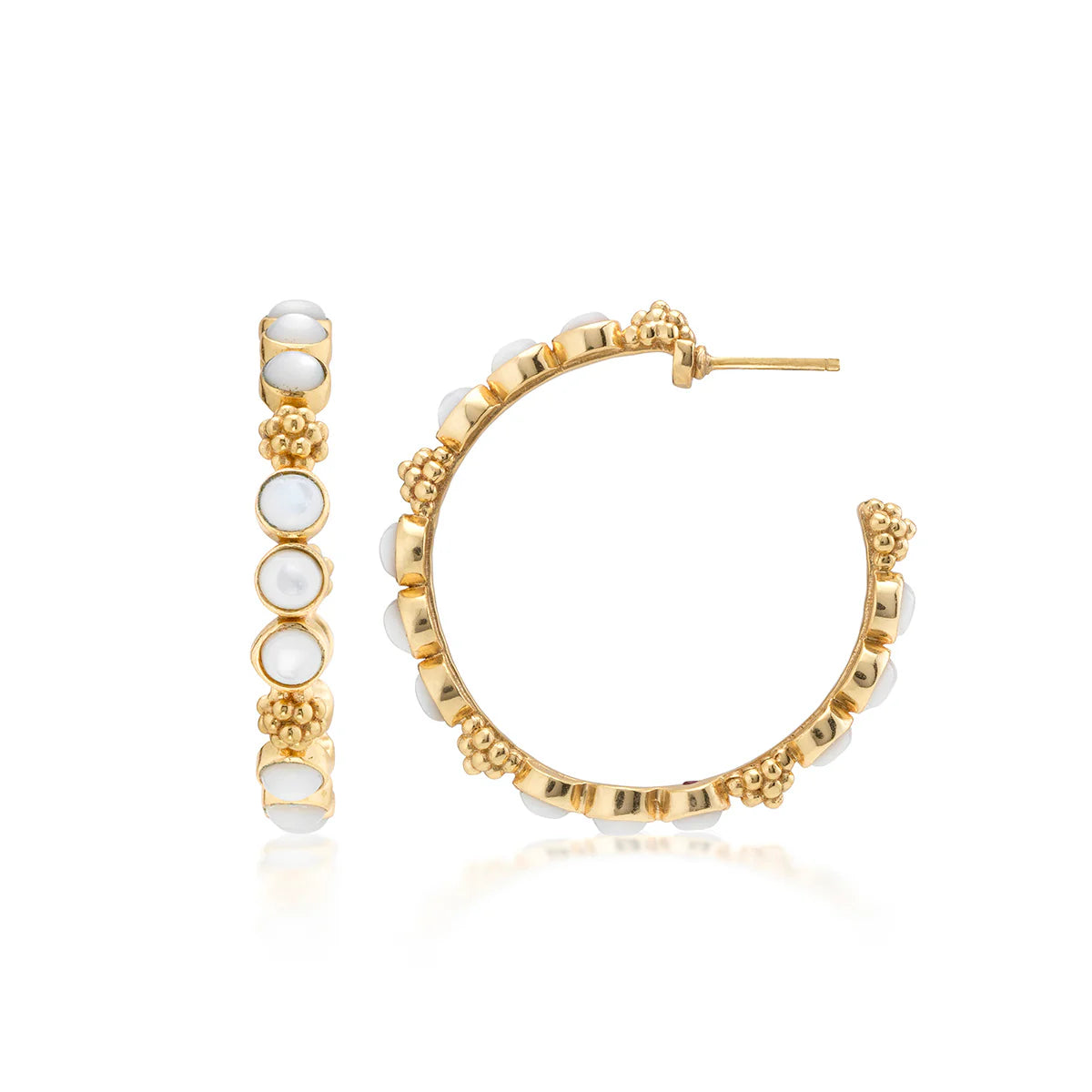 CAPUCINE DE WULF Berry Gem Hoop Earrings Mother of Pearl