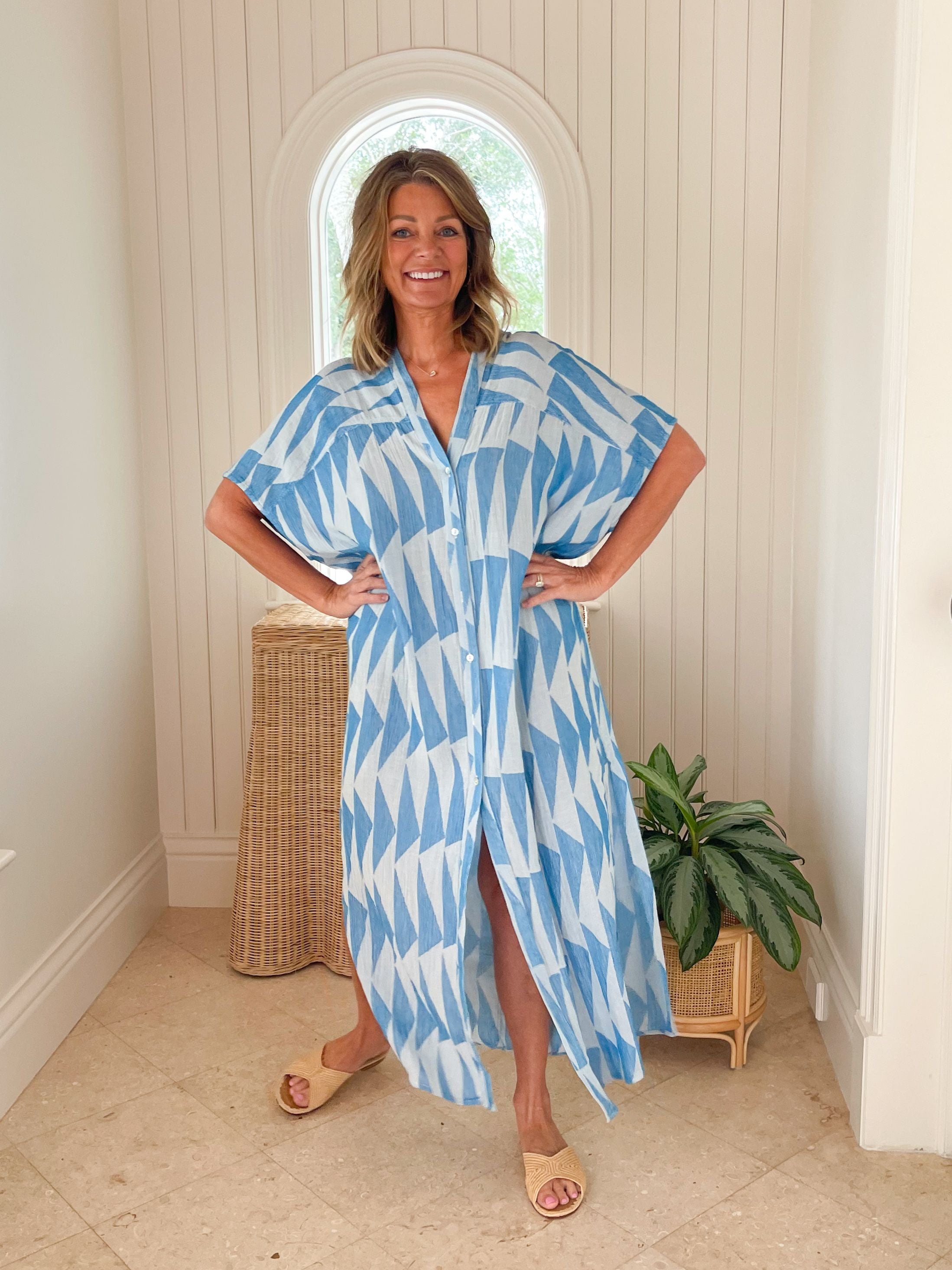 pearl shirt dress Polished Pearl Contrast Trim Printed Shirt Dress  Glamour Farms Boutique