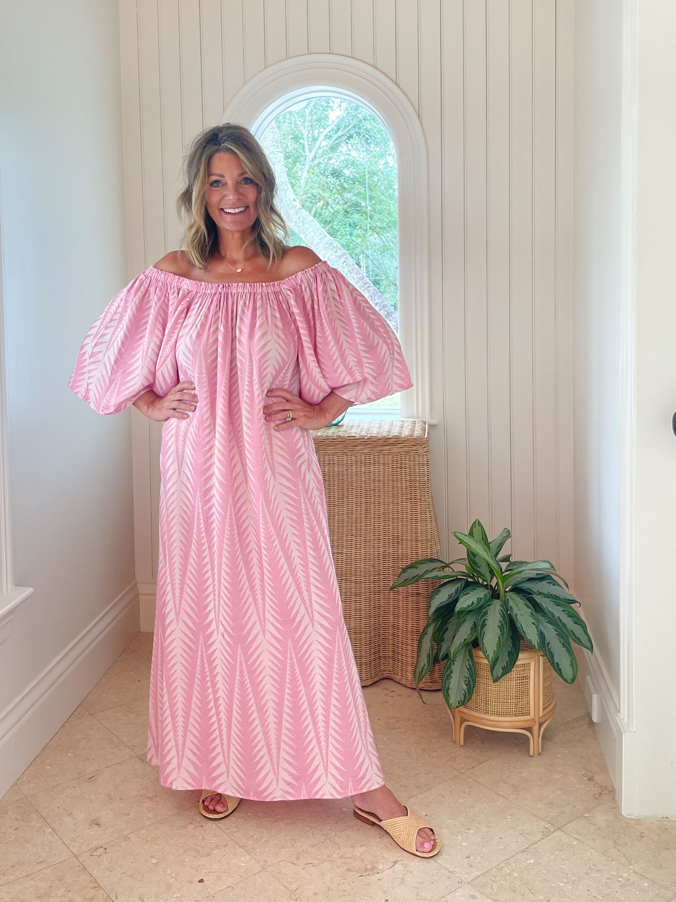 summer floral dresses maxi Bohemian Floral Print Long Dress Pink / S