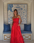 KASIA Cosmos Strapless Smocked Maxi Dress Red