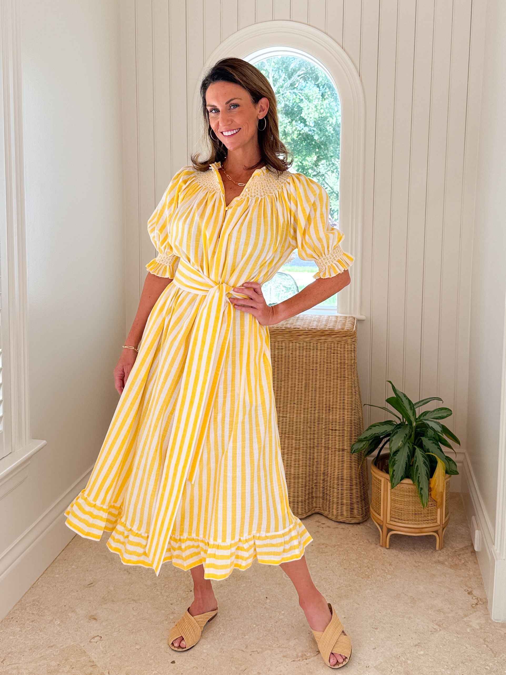 SMOCK LONDON Grace Darling Dress Amalfi Stripe