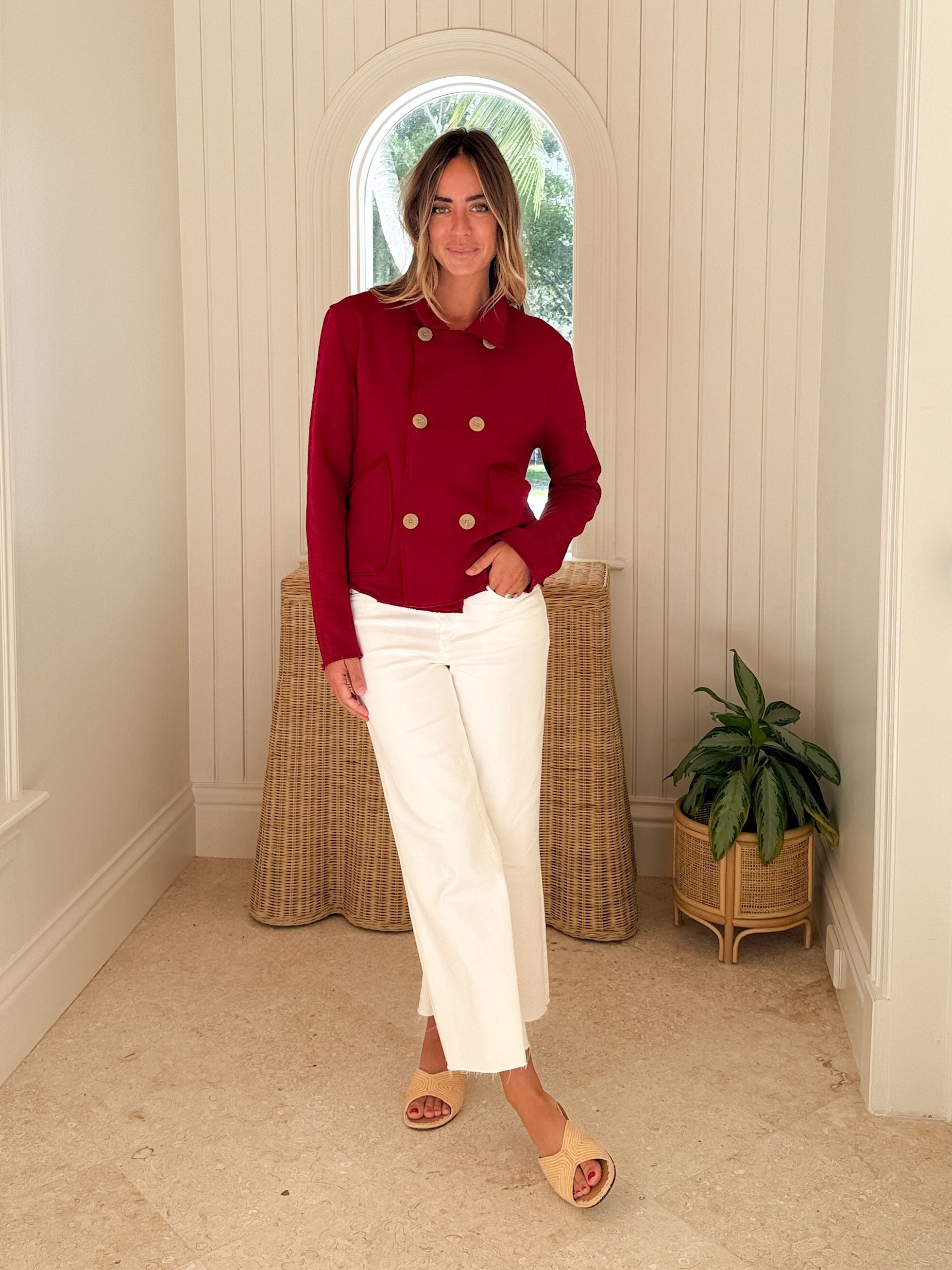 FRANK & EILEEN Mini Belfast Crop Peacoat Garnet