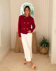 FRANK & EILEEN Mini Belfast Crop Peacoat Garnet