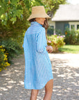 FRANK & EILEEN Mary Shirtdress Turquoise/White Stripe