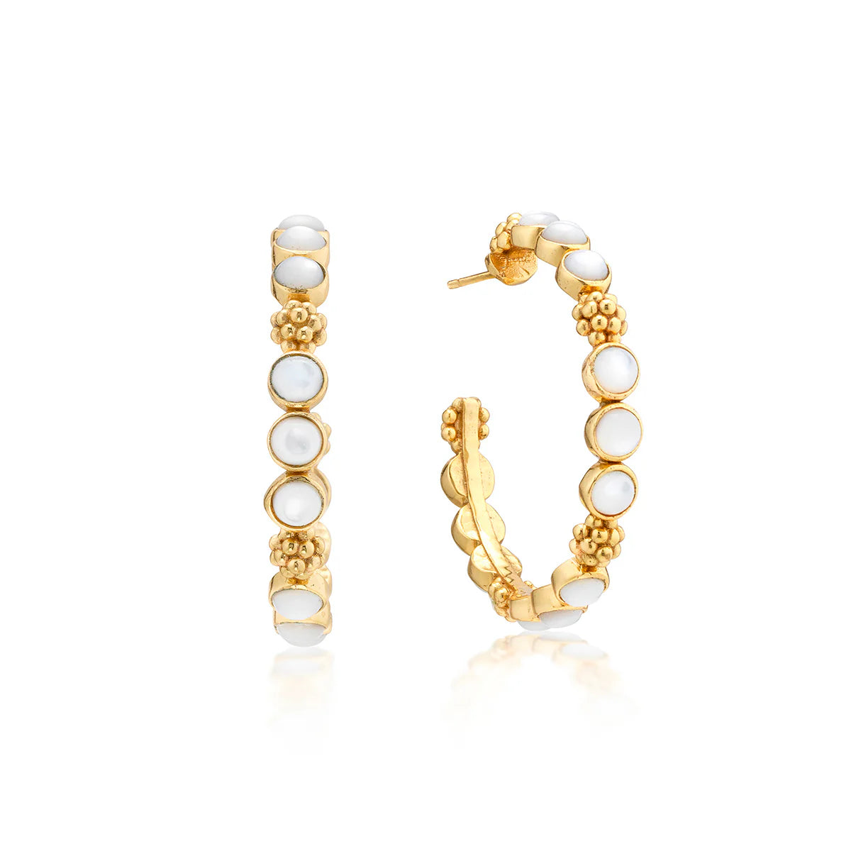 CAPUCINE DE WULF Berry Gem Hoop Earrings Mother of Pearl