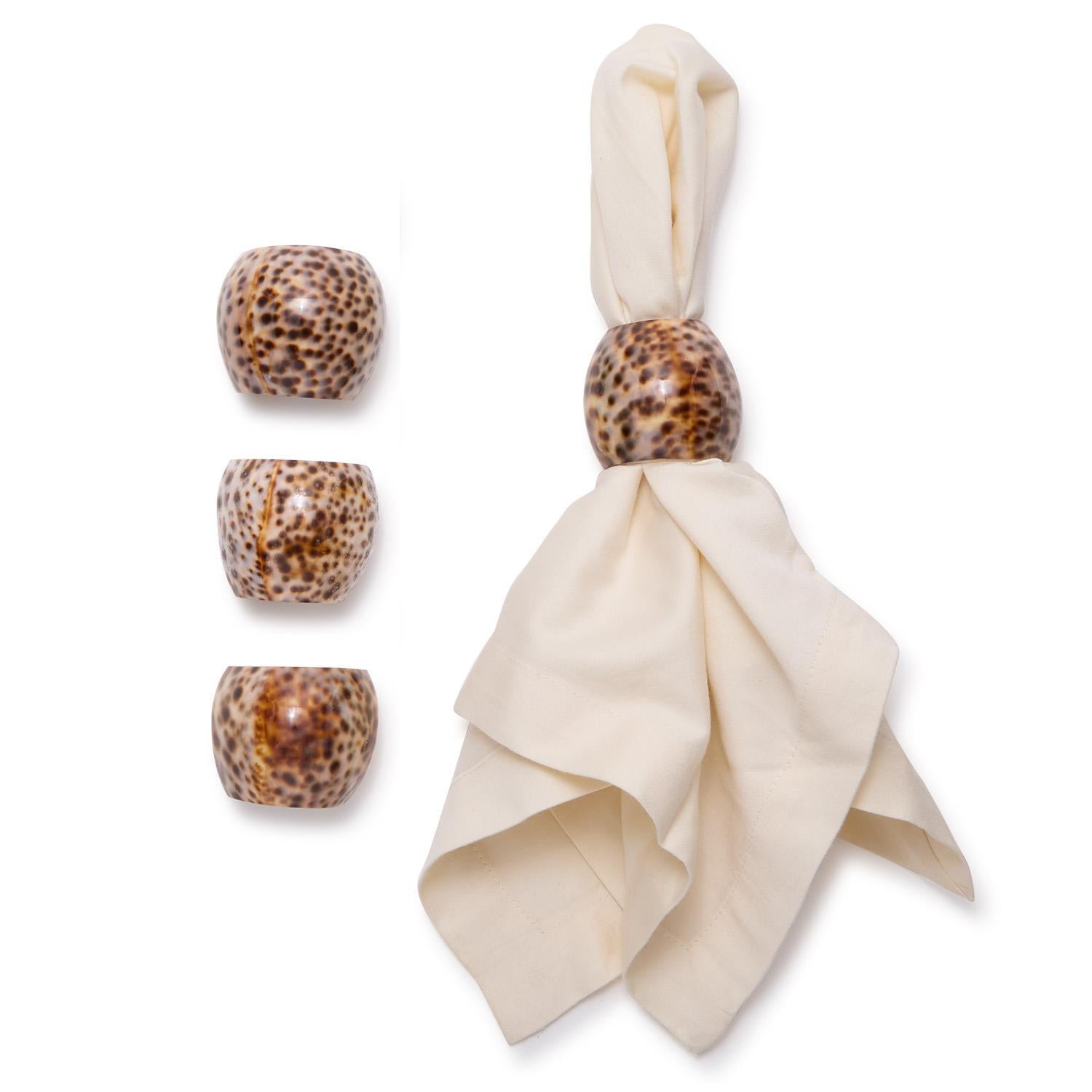 Tiger Cowrie Shell Napkin Rings-Set/4
