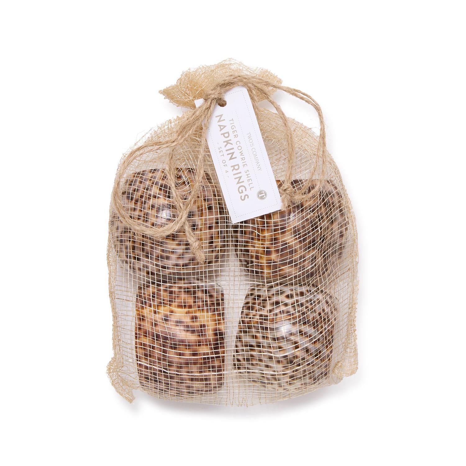 Tiger Cowrie Shell Napkin Rings-Set/4