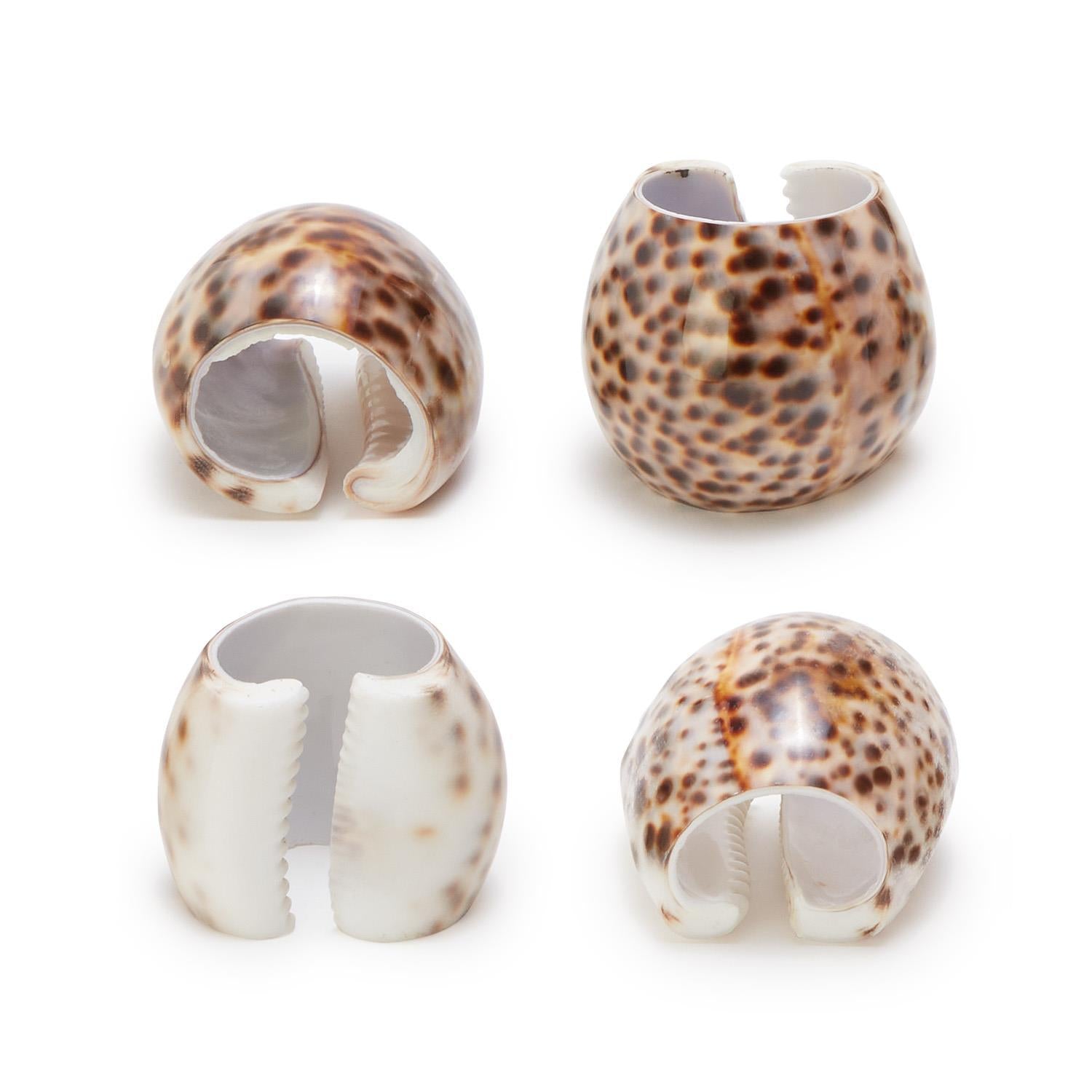 Tiger Cowrie Shell Napkin Rings-Set/4