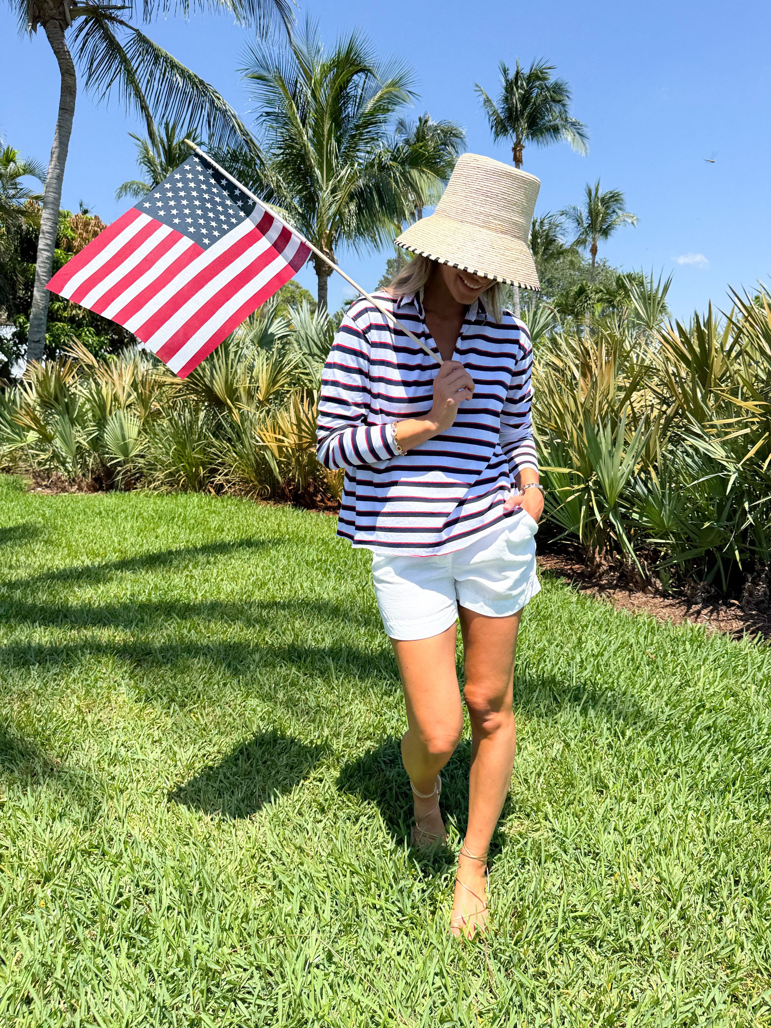 FRANK & EILEEN Patrick Popover Red/Navy/White Stripe Jersey